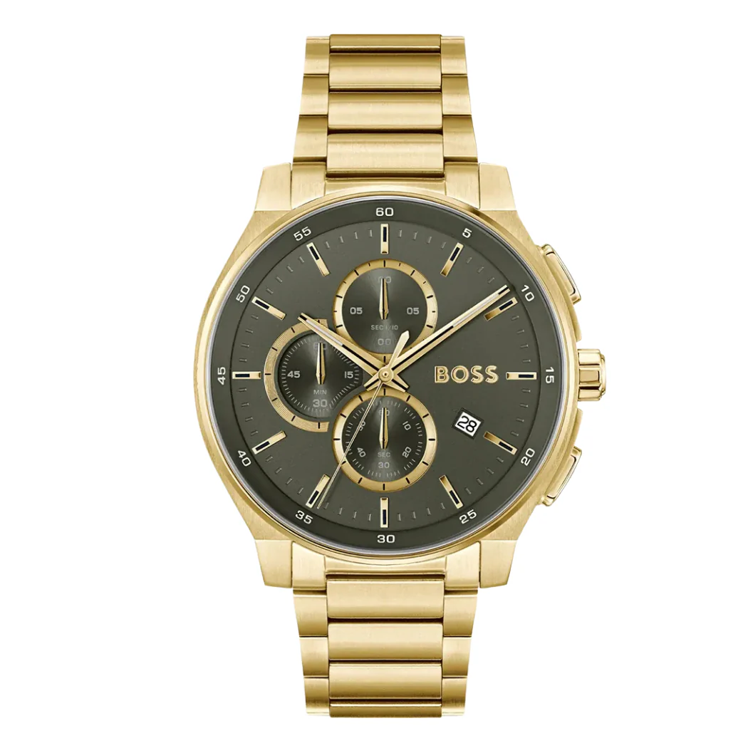 Hugo Boss PEAK 2.0 Gold Stainless Steel Green Dial Chronograph Quartz Watch for Gents - 1514190