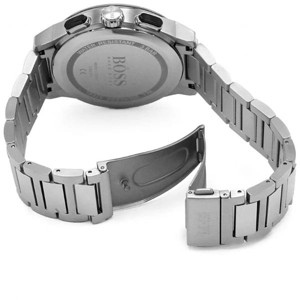 HUGO BOSS Peak Silver Stainless Steel Black Dial Chronograph Quartz Watch for Gents - HUGO BOSS 1513762 - Image 3