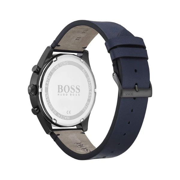 HUGO BOSS Pioneer Blue Leather Strap Blue Dial Chronograph Quartz Watch for Gents - 1513711 - Image 2