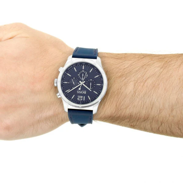 HUGO BOSS Professional Blue Silicone Strap Blue Dial Chronograph Quartz Watch for Gents - HUGO BOSS 1513526 - Image 2