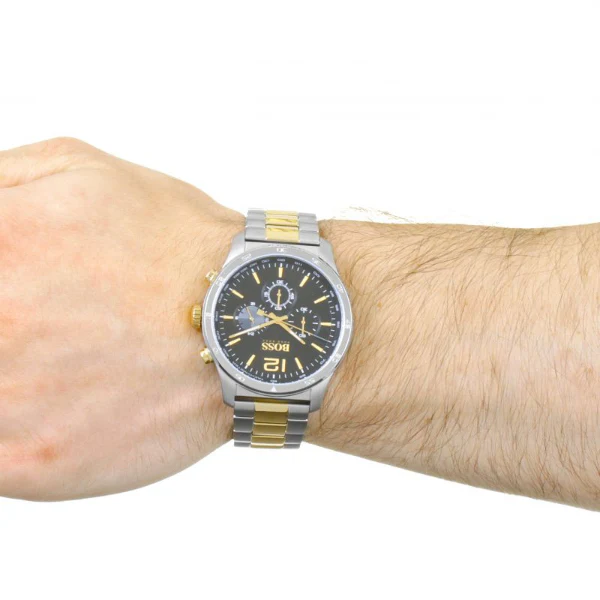 HUGO BOSS Professional Two-tone Stainless Steel Black Dial Chronograph Quartz Watch for Gents - HUGO BOSS 1513529 - Image 4