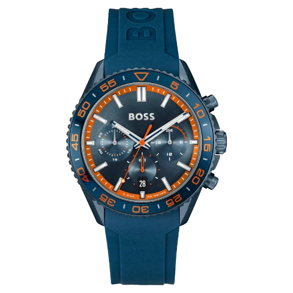 Hugo Boss Runner Navy Blue Silicone Strap Blue Dial Chronograph Quartz Watch for Gents - Boss 1514142 - Image 2