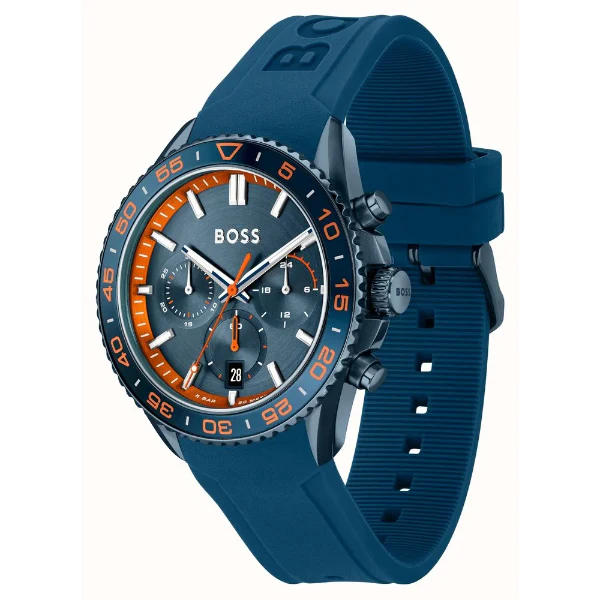 Hugo Boss Runner Navy Blue Silicone Strap Blue Dial Chronograph Quartz Watch for Gents - Boss 1514142 - Image 3