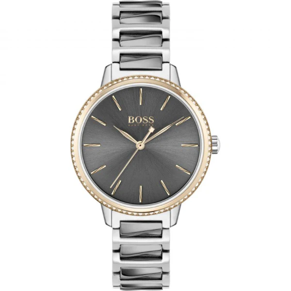 HUGO BOSS Signature Grey Stainless Steel Grey Dial Quartz Watch for Ladies - 1502569