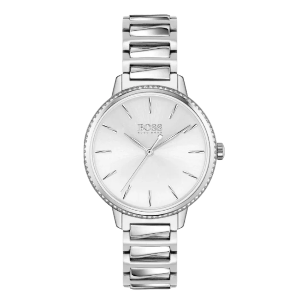 HUGO BOSS Signature Silver Stainless Steel Silver Dial Quartz Watch for Ladies - 1502539