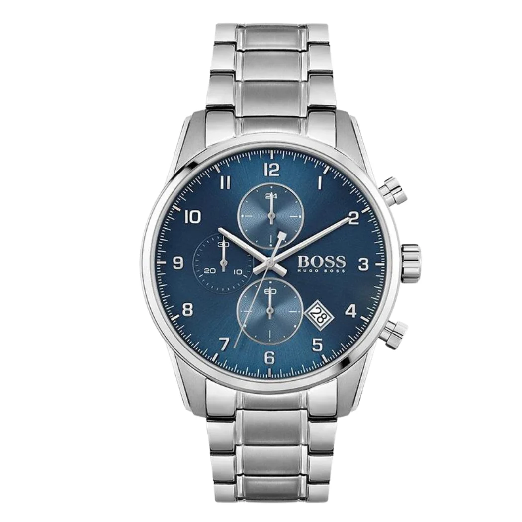 HUGO BOSS Skymaster Silver Stainless Steel Blue Dial Quartz Watch for Gents - 1513784