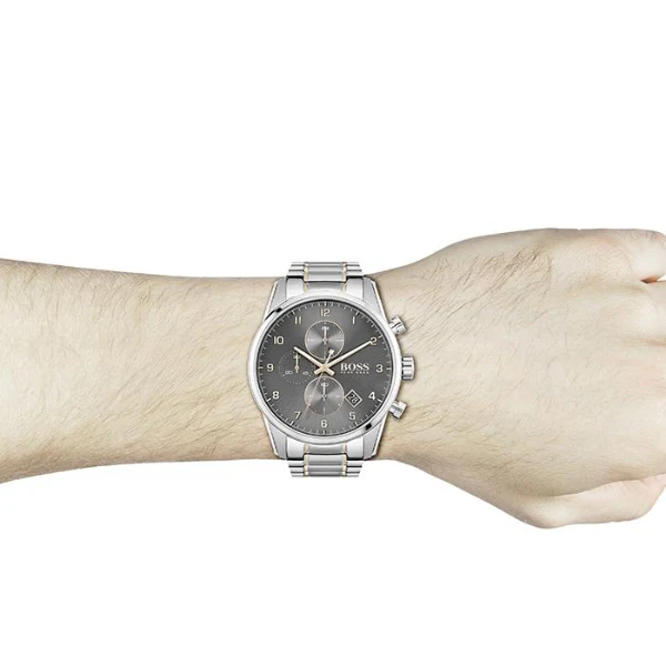 HUGO BOSS Skymaster Two-tone Stainless Steel Grey Dial Chronograph Quartz Watch for Gents - HUGO BOSS 1513789 - Image 2