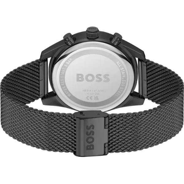 Hugo Boss Skytraveller Black Mesh Bracelet Black Dial Chronograph Quartz Watch for Gents - Boss 1514150 - Image 3