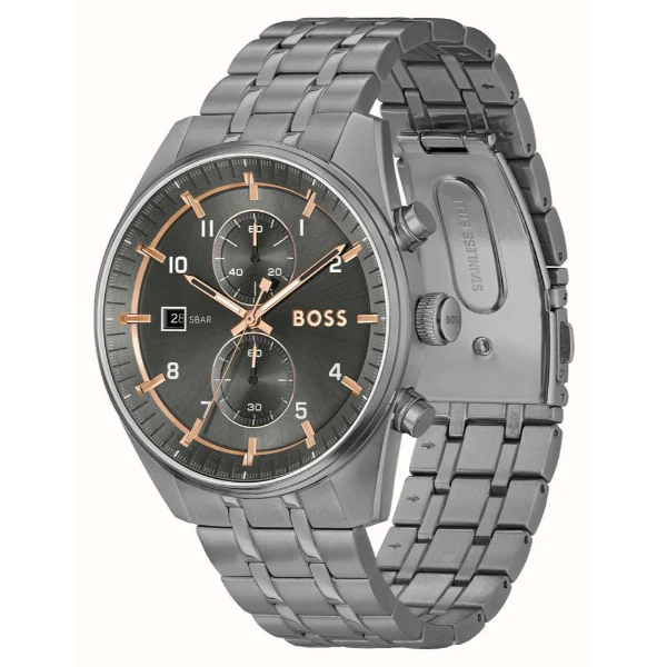 Hugo Boss Skytraveller Grey Stainless Steel Grey Dial Chronograph Quartz Watch for Gents - Boss 1514153 - Image 2