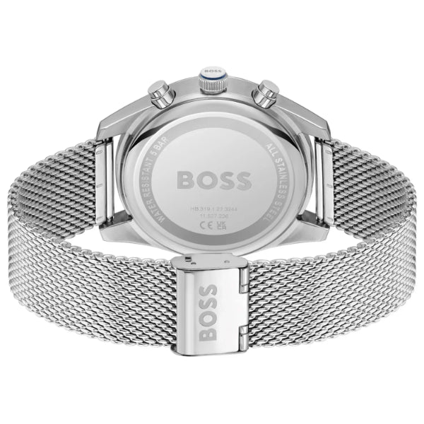 Hugo Boss Skytraveller Silver Mesh Bracelet Blue Dial Chronograph Quartz Watch for Gents - Boss 1514149 - Image 3
