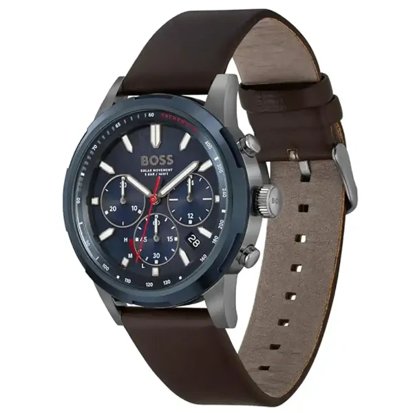 Hugo Boss Solgrade Brown Leather Strap Blue Dial Chronograph Quartz Watch for Gents - Boss 1514030 - Image 2