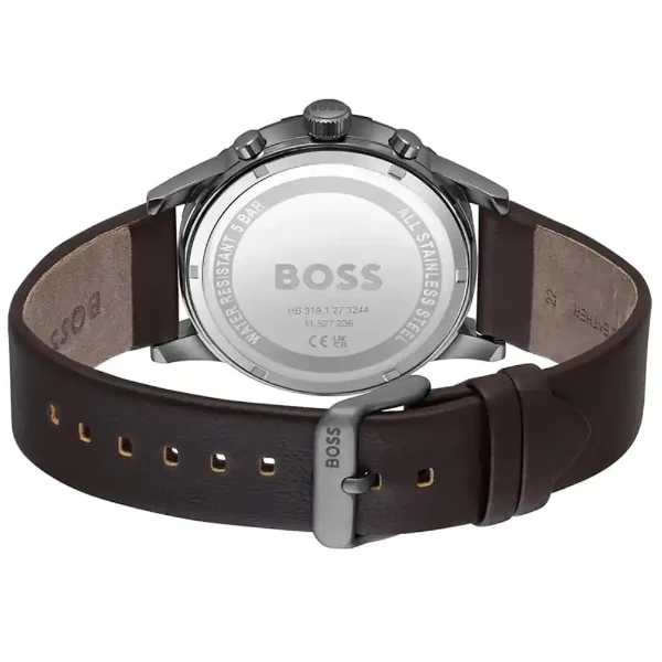 Hugo Boss Solgrade Brown Leather Strap Blue Dial Chronograph Quartz Watch for Gents - Boss 1514030 - Image 3