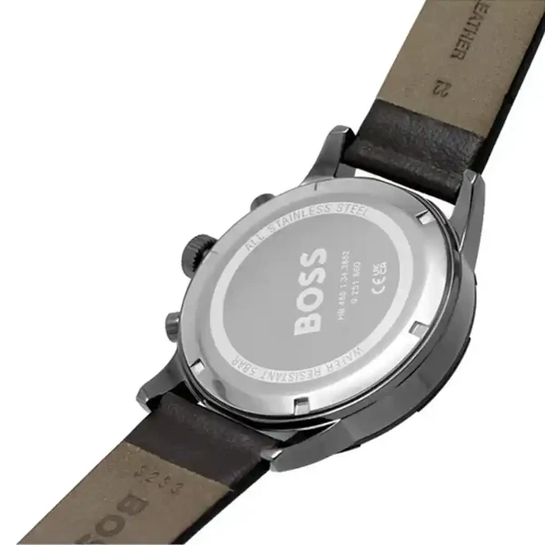 Hugo Boss Solgrade Brown Leather Strap Blue Dial Chronograph Quartz Watch for Gents - Boss 1514030 - Image 4