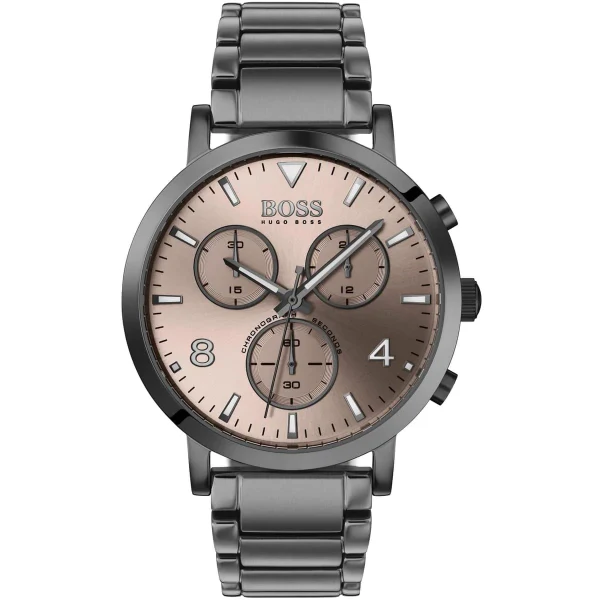 HUGO BOSS Spirit Grey Stainless Steel Gold Dial Chronograph Quartz Watch for Gents - 1513695