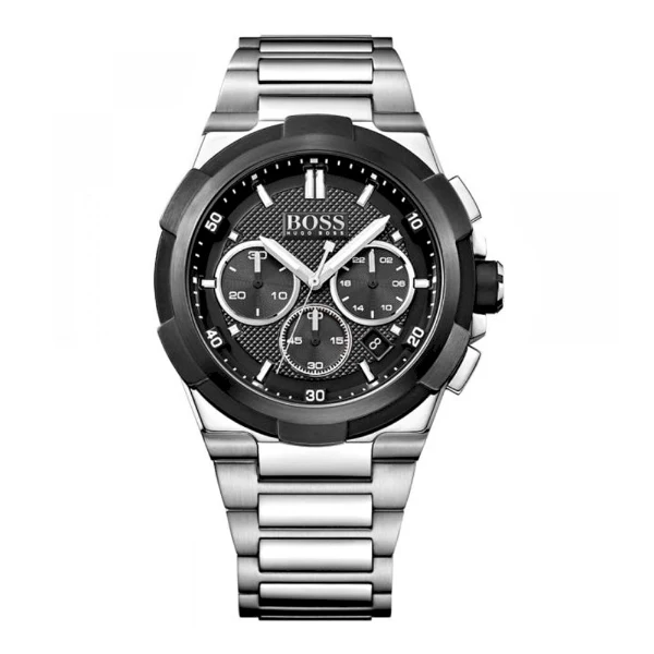 HUGO BOSS Supernova Silver Stainless Steel Black Dial Chronograph Quartz Watch for Gents - 1513359