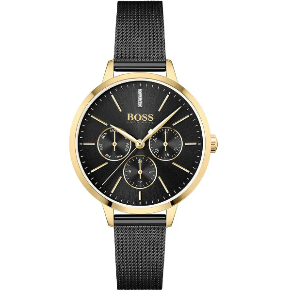 HUGO BOSS Symphony Black Mesh Bracelet Black Dial Quartz Watch for Ladies - 1502601