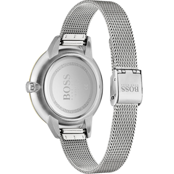 HUGO BOSS Symphony Silver Mesh Bracelet Gold Dial Quartz Watch for Ladies - 1502600 - Image 2