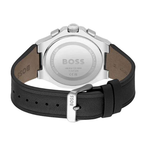 Hugo Boss Taper Black Leather Strap Black Dial Chronograph Quartz Watch for Gents - 1514085 - Image 2