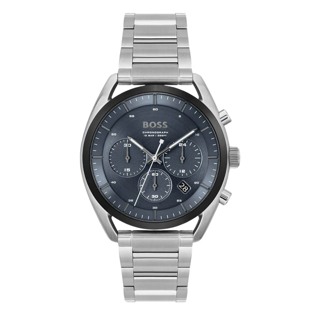 Hugo Boss TOP Silver Stainless Steel Blue Dial Chronograph Quartz Watch for Gents - 1514093