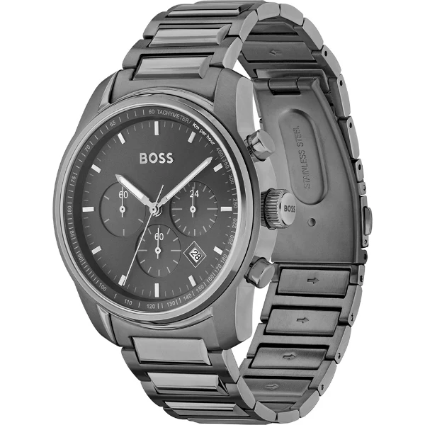HUGO BOSS Trace Grey Stainless Steel Grey Dial Chronograph Quartz Watch for Gents - 1514005 - Image 2
