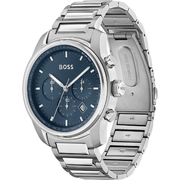 HUGO BOSS Trace Silver Stainless Steel Blue Dial Chronograph Quartz Watch for Gents - 1514007 - Image 2