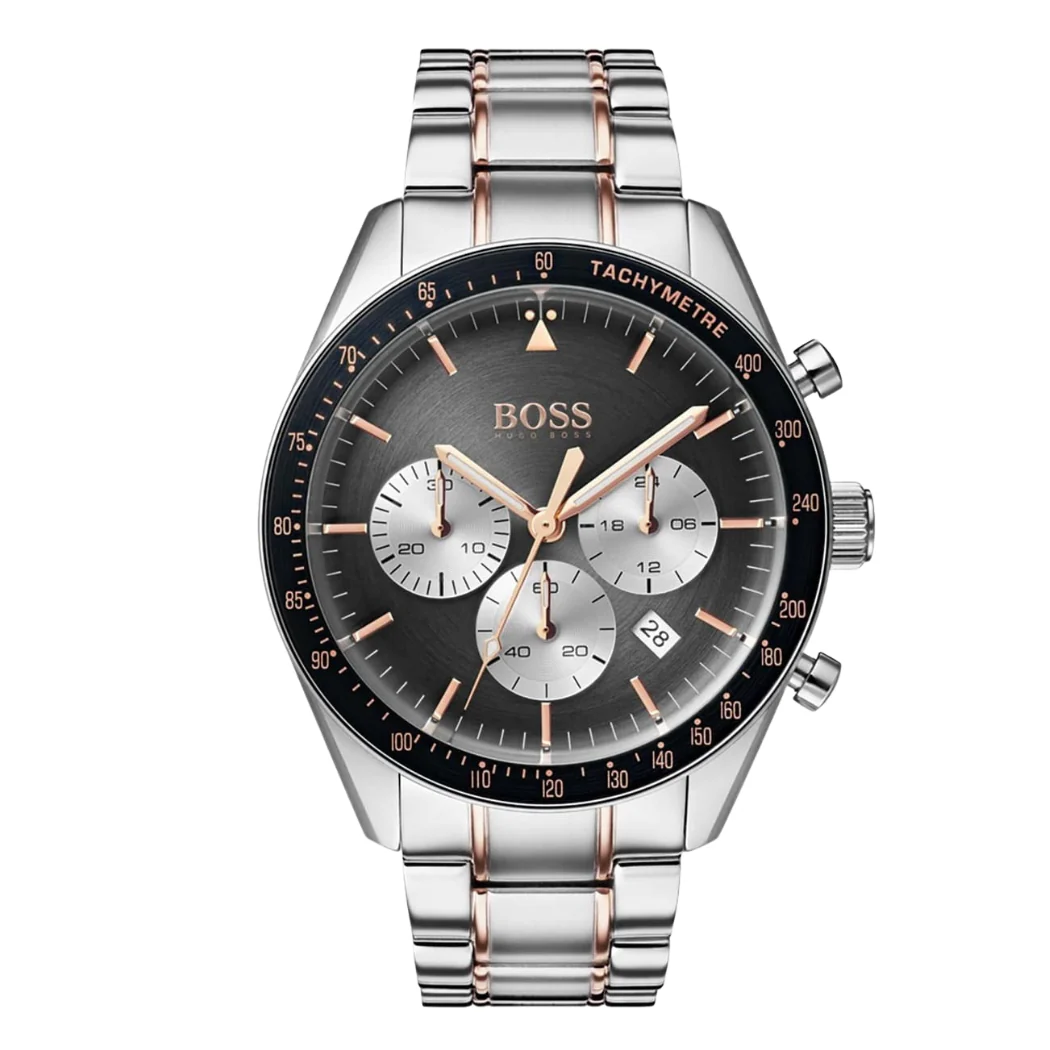 Hugo Boss Trophy Two-tone Stainless Steel Grey Dial Chronograph Quartz Watch for Gents - 1513634