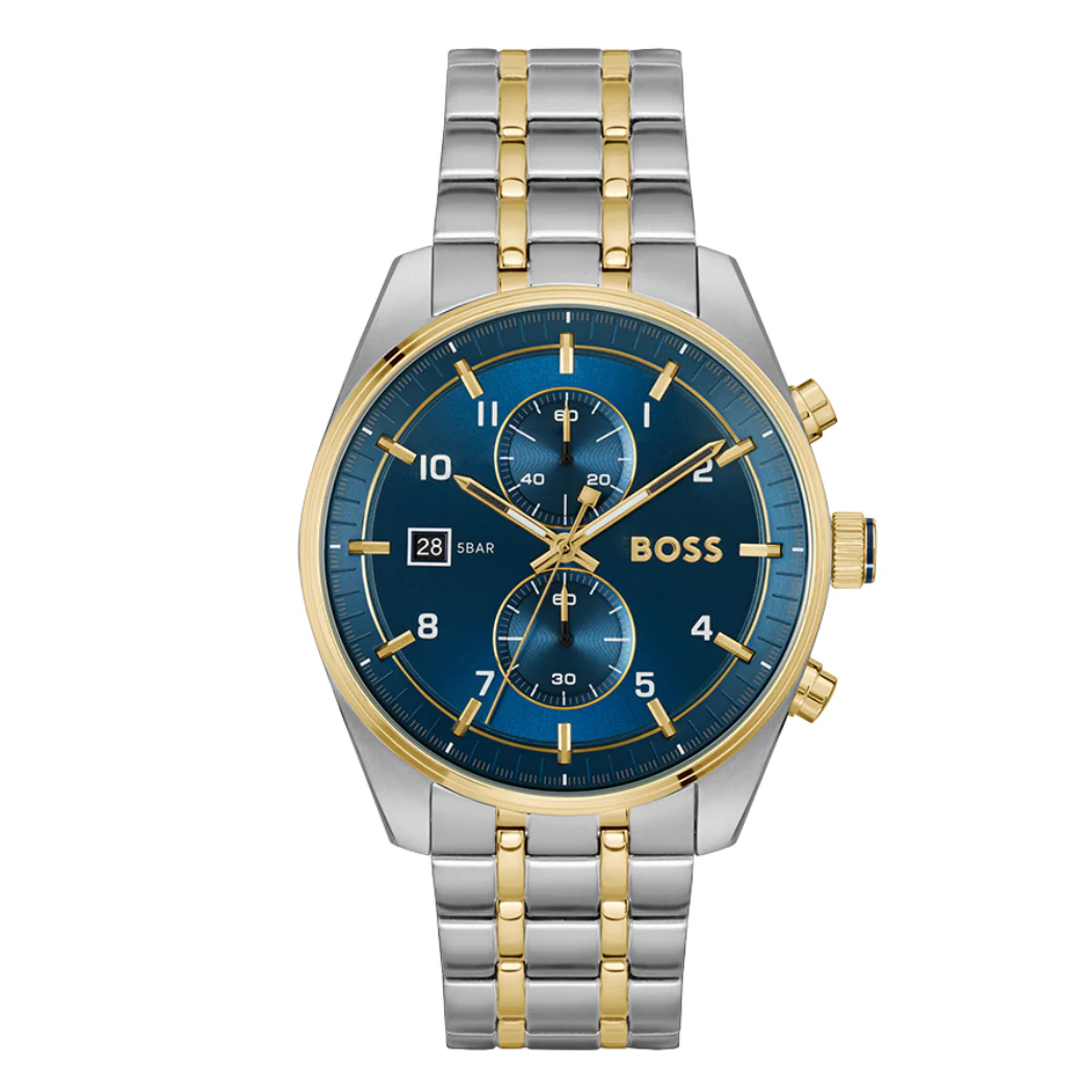 Hugo Boss Two-tone Stainless Steel Blue Dial Chronograph Quartz Watch for Gents - Hugo Boss 1514247