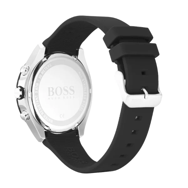 HUGO BOSS Velocity Black Silicone Strap Black Dial Chronograph Quartz Watch for Gents - 1513716 - Image 2