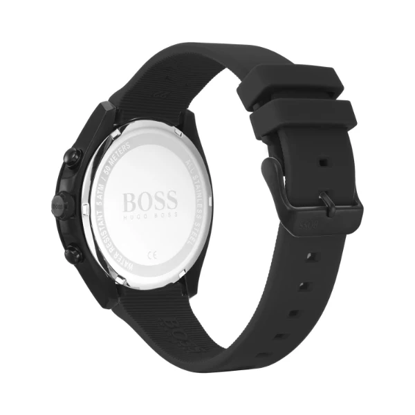 HUGO BOSS Velocity Black Silicone Strap Black Dial Chronograph Quartz Watch for Gents - 1513720 - Image 2