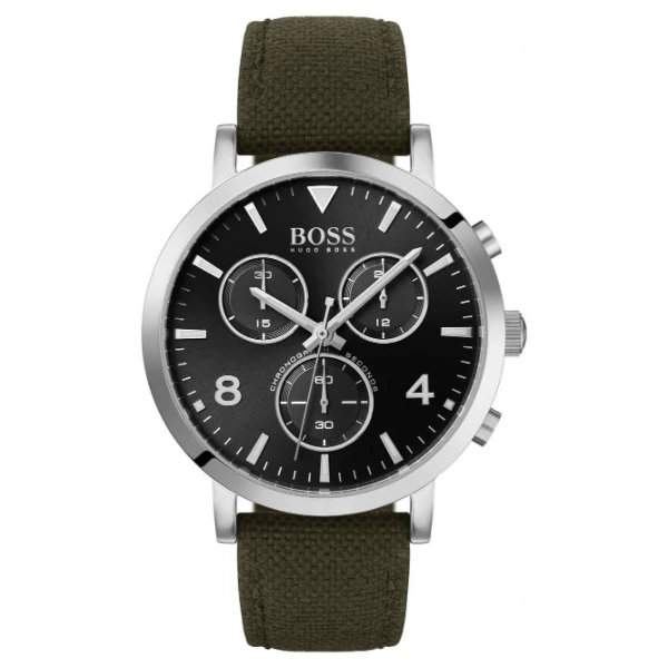 HUGO BOSS Vesada Green Nylon Strap Black Dial Quartz Watch for Gents- HUGO BOSS 1513692 - Image 3