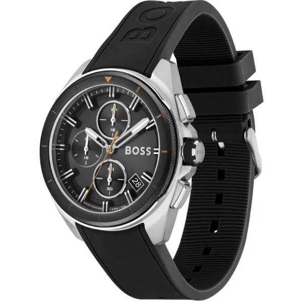HUGO BOSS Volane Black Silicone Strap Black Dial Chronograph Quartz Watch for Gents - 1513953 - Image 2