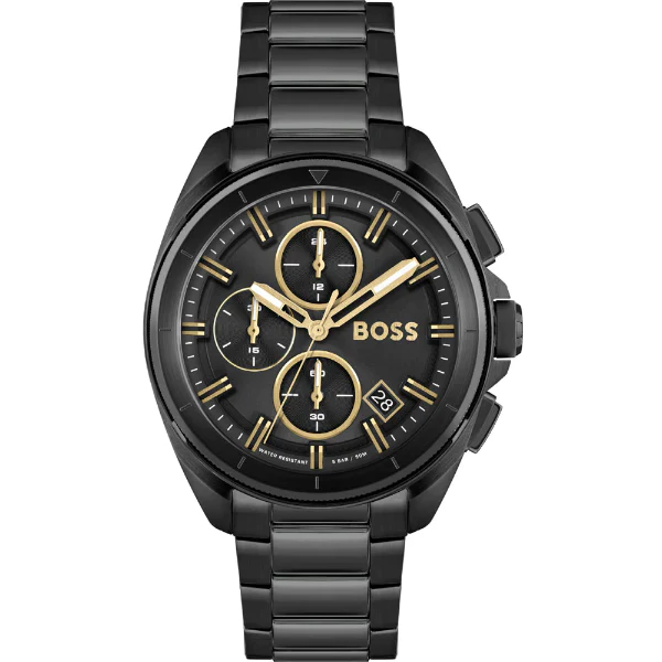 HUGO BOSS Volane Black Stainless Steel Black Dial Chronograph Quartz Watch for Gents - 1513950 - Image 2