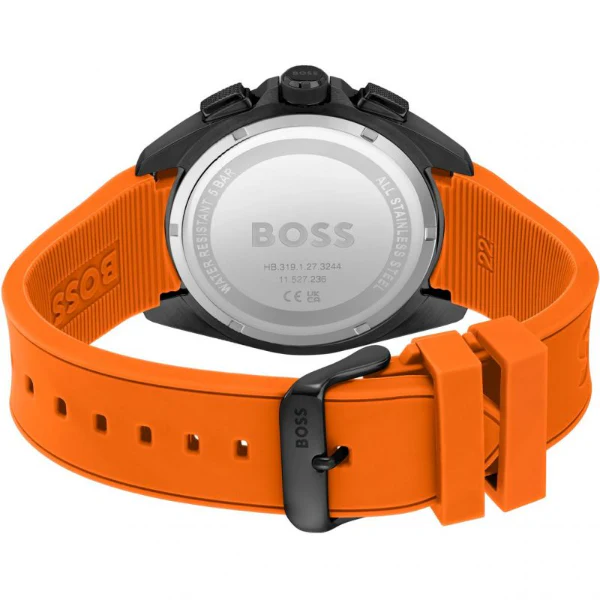 HUGO BOSS Volane Orange Silicone Strap Black Dial Chronograph Quartz Watch for Gents - 1513957 - Image 2