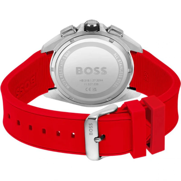 HUGO BOSS Volane Red Silicone Strap Black Dial Chronograph Quartz Watch for Gents - 1513959 - Image 2