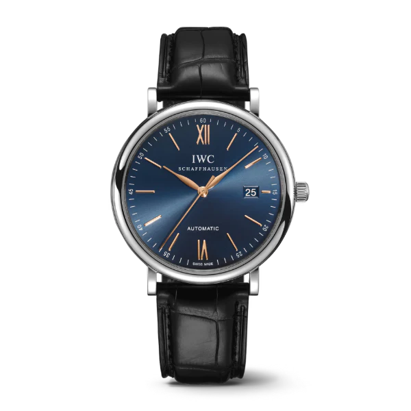 IWC Portofino Black Leather Strap Blue Dial Automatic Watch for Gents - IW356523 - Image 7