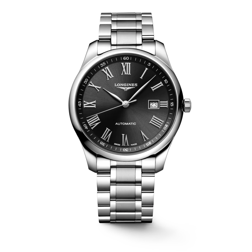 Longines Silver Stainless Steel Black Dial Automatic Watch for Gents - L27934516
