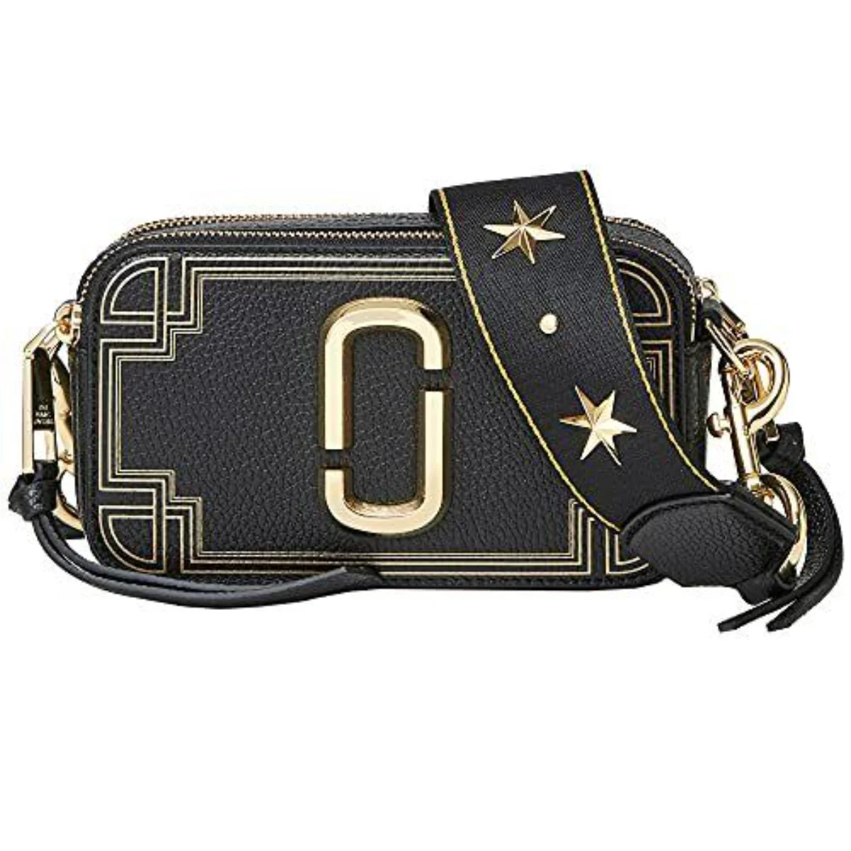 Marc Jacobs The Snapshot Leather Shoulder Bag In Black Multi - H113L01SP21-002