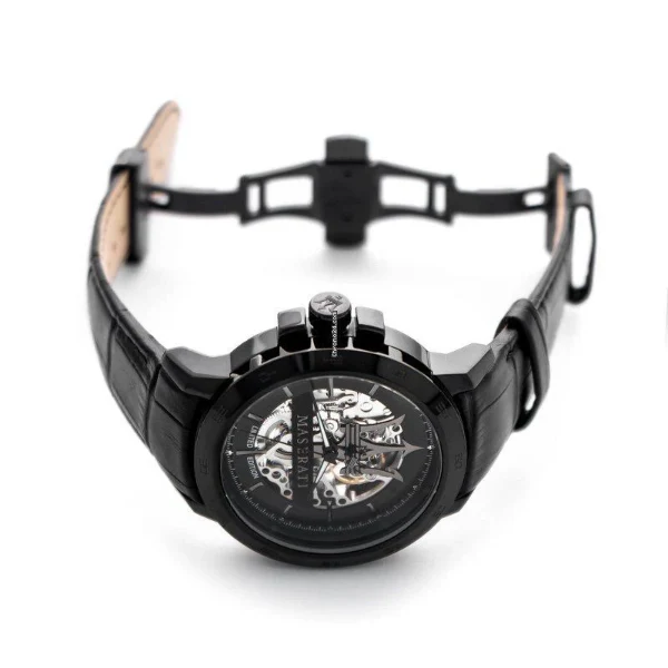 Maserati Competizione Black Leather Strap Black Dial Automatic Watch for Gents - R8821119006 - Image 2
