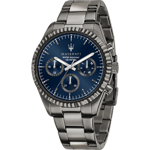 Maserati Competizione Grey Stainless Steel Blue Dial Quartz Watch for Gents - R8853100019