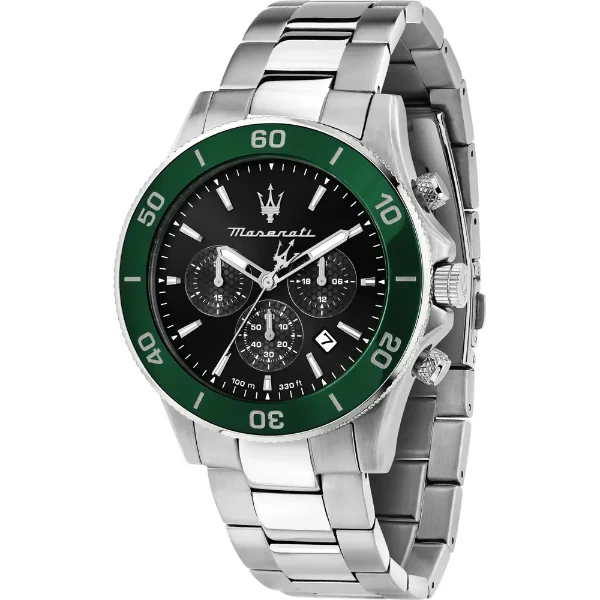 Maserati Competizione Silver Stainless Steel Black Dial Quartz Watch for Gents - R8873600008