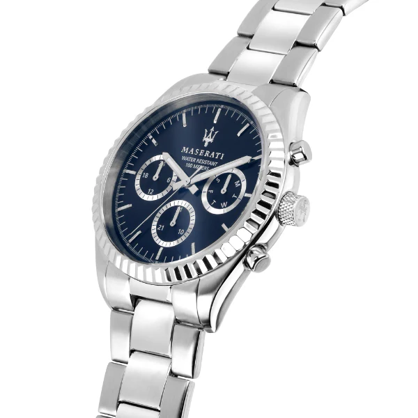 Maserati Competizione Silver Stainless Steel Blue Dial Quartz Watch for Gents - R8853100022 - Image 2