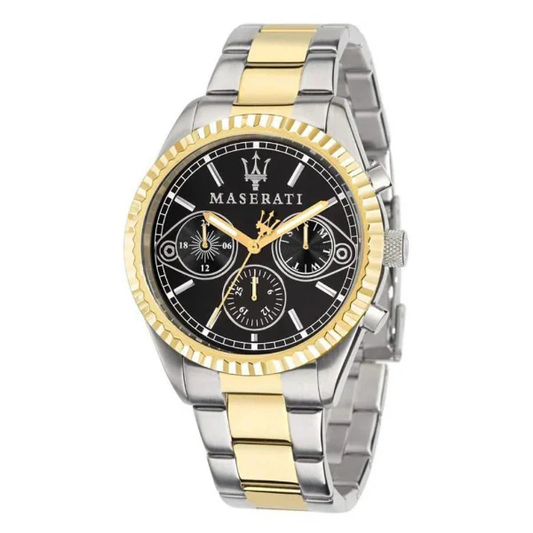 Maserati Competizione Two-Tone Stainless Steel Black Dial Quartz Watch for Gents - R8853100016