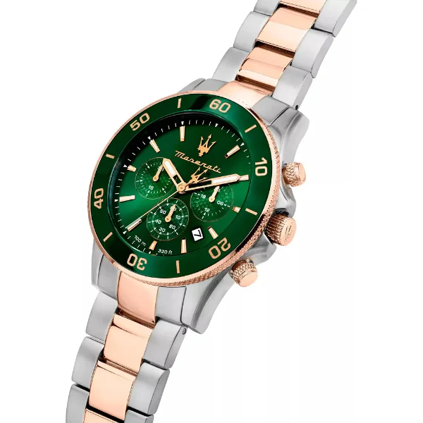 Maserati Competizione Two-Tone Stainless Steel Green Dial Quartz Watch for Gents - R8873600004 - Image 2