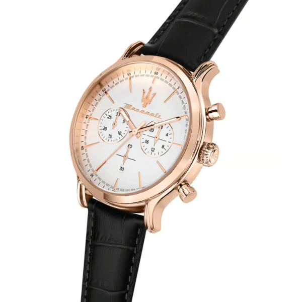 Maserati Epoca Black Leather Strap White Dial Quartz Watch for Gents - R8871618016 - Image 2