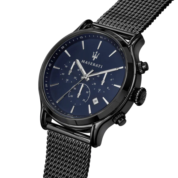 Maserati Epoca Grey Mesh Braselet Blue Dial Quartz Watch for Gents - R8873618008 - Image 2