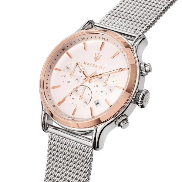 Maserati Epoca Silver Mesh Braselet White Dial Quartz Watch for Gents - R8873618009 - Image 2