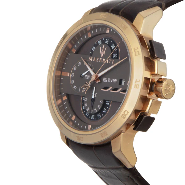 Maserati Ingegno Brown Leather Strap Brown Dial Quartz Watch for Gents - R8871619001 - Image 2