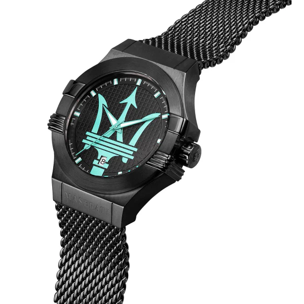 Maserati Potenza Aqua Black Mesh Braselet Black Dial Quartz Watch for Gents - R8853144002 - Image 2