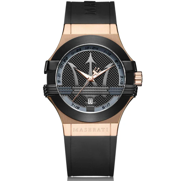 Maserati Potenza Black Silicone Strap Black Dial Quartz Watch for Gents - R8851108002