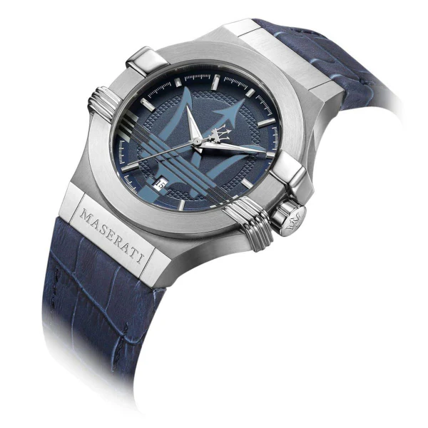 Maserati Potenza Blue Leather Strap Blue Dial Quartz Watch for Gents - R8851108015 - Image 2